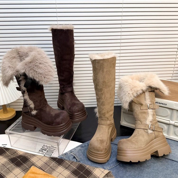 时装靴2025冬季过膝高筒靴百搭厚底两穿长筒靴粗高跟大筒围骑士靴
