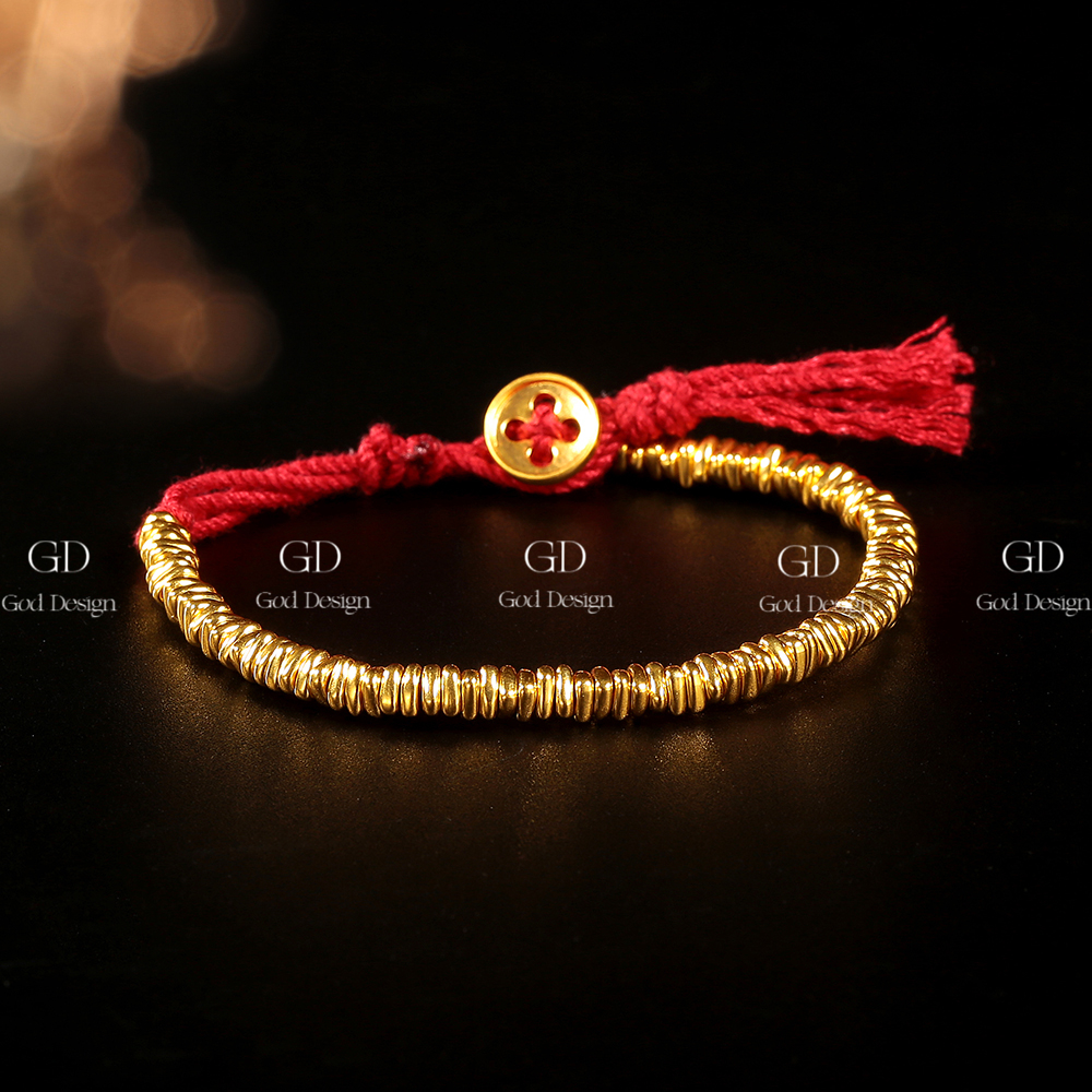 【倩倩专属】足金999黄金家财万贯盘缠红绳开运手链 国潮轻奢百搭