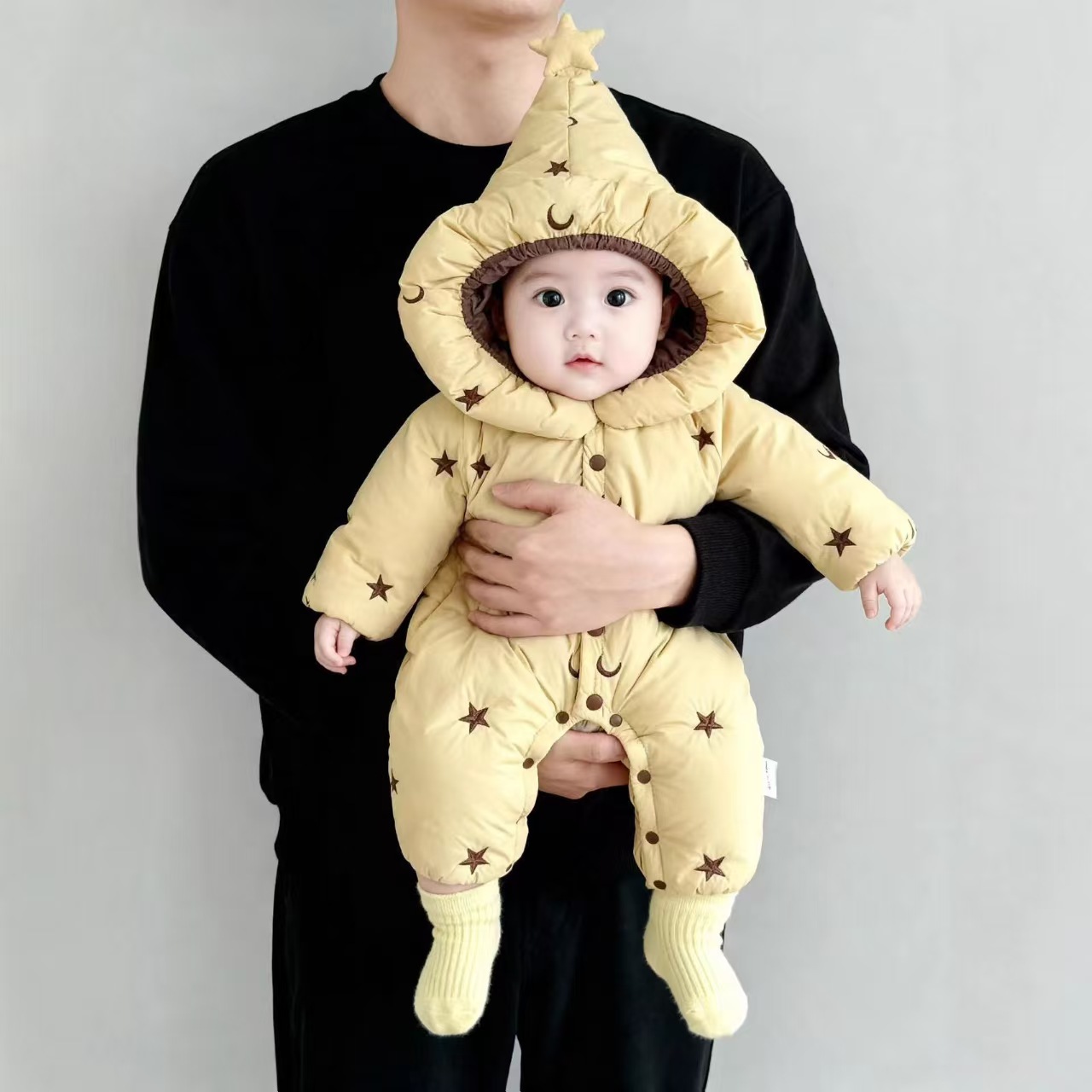 婴幼童连体衣秋冬季加绒儿童棉衣婴幼儿爬服男女宝外出婴儿哈衣