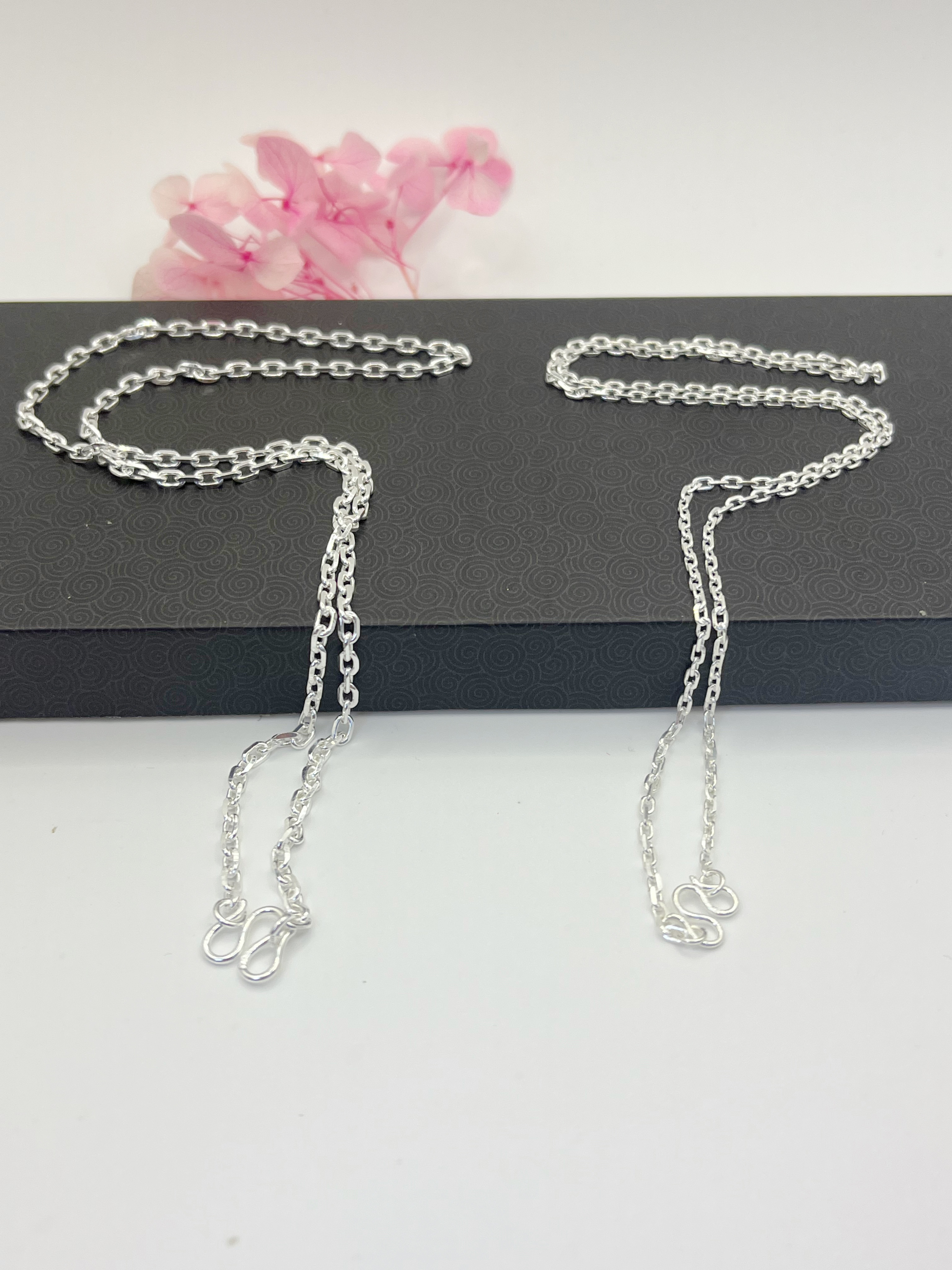 链子足银 阿乐专属-足银990车花十字纯银项链女男锁骨链素链45cm