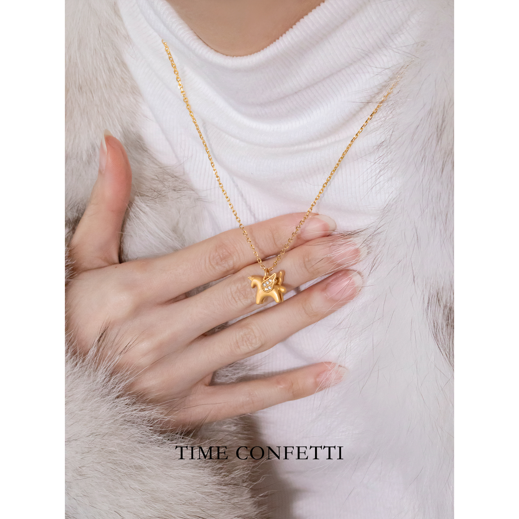 黄铜项链 镀K金【孙二娘】小飞马-气质百搭精致项链TC 11860