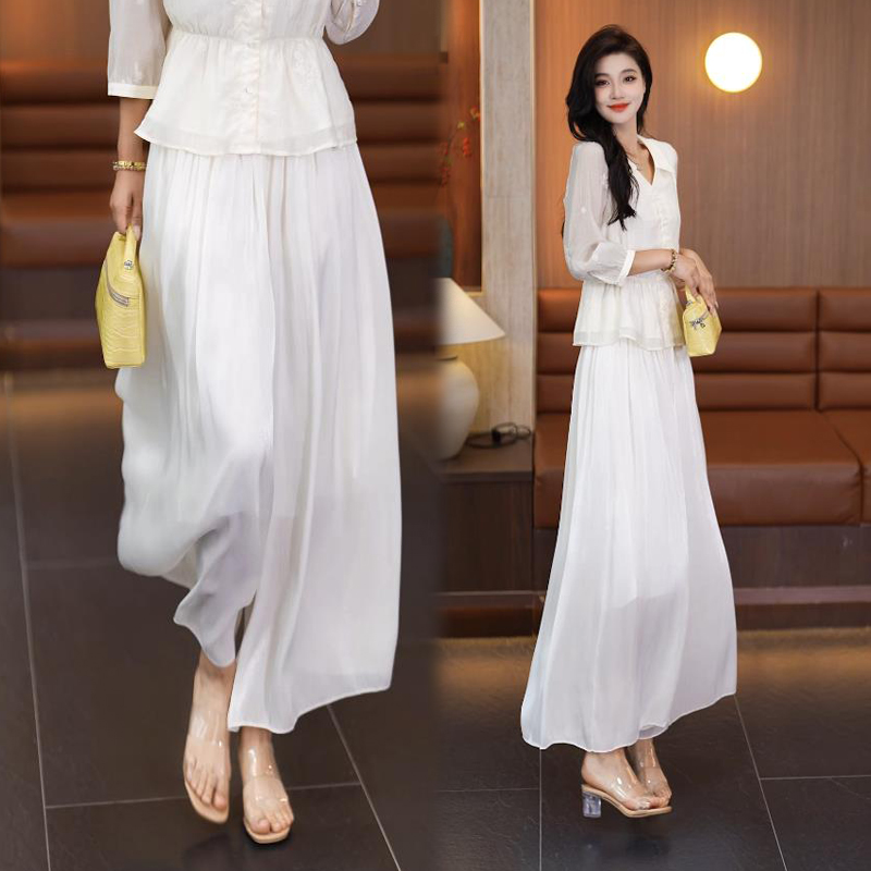 夏季薄款垂感裤裙女2025新款百搭显瘦阔腿裙裤气质洋气显瘦时尚