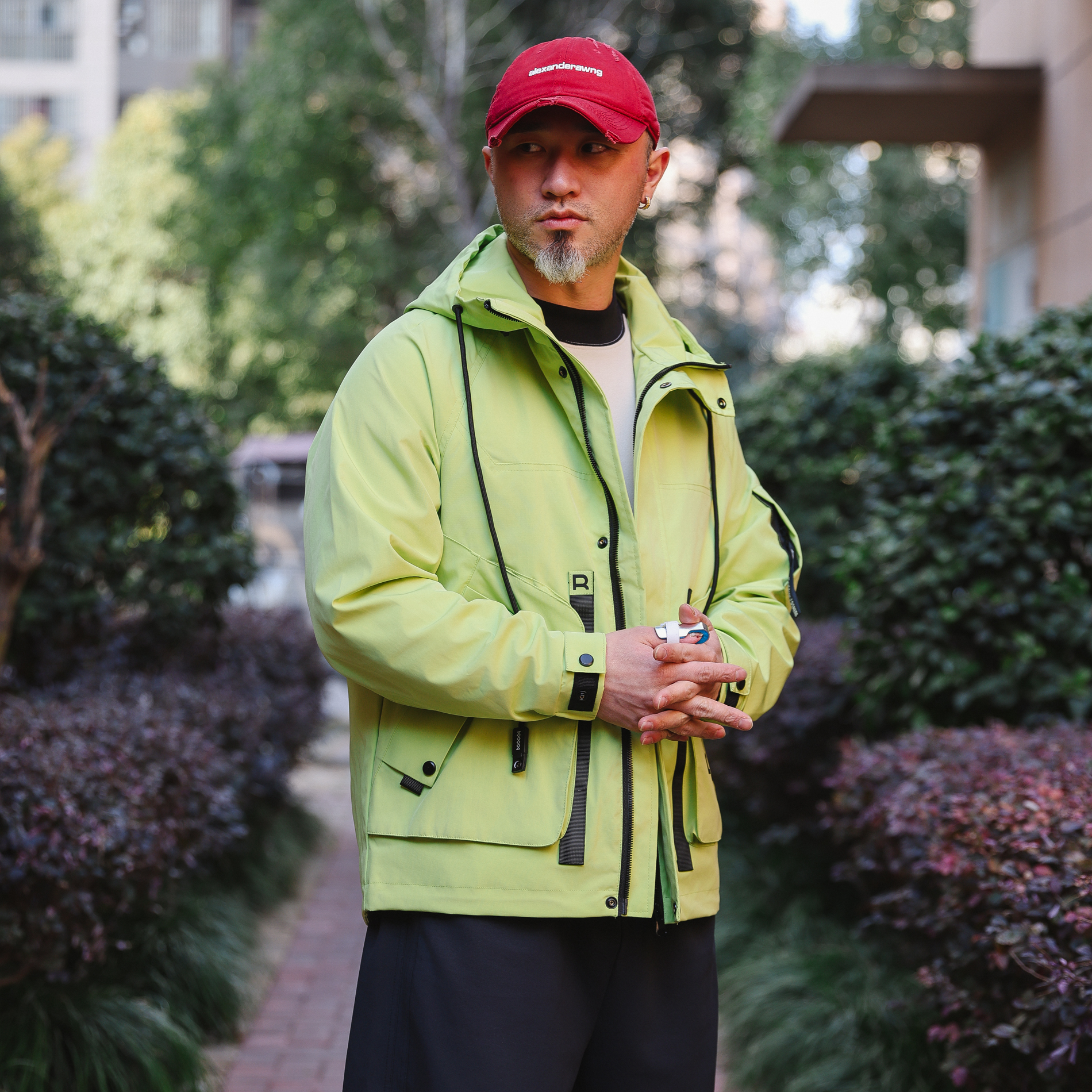 2025春秋新款连帽三防户外机能宽松休闲时尚冲锋衣夹克潮流外套男