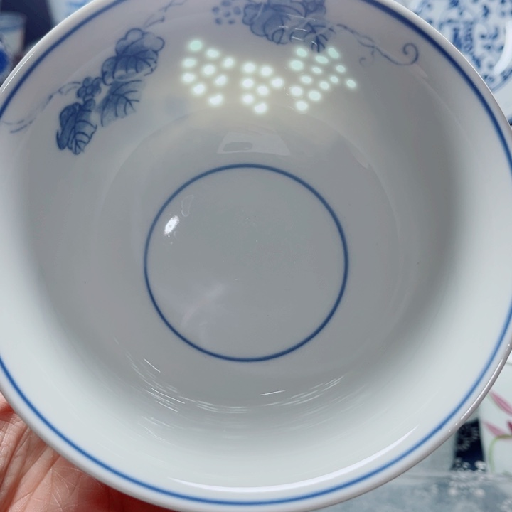  青花玲珑6寸小面碗葡萄