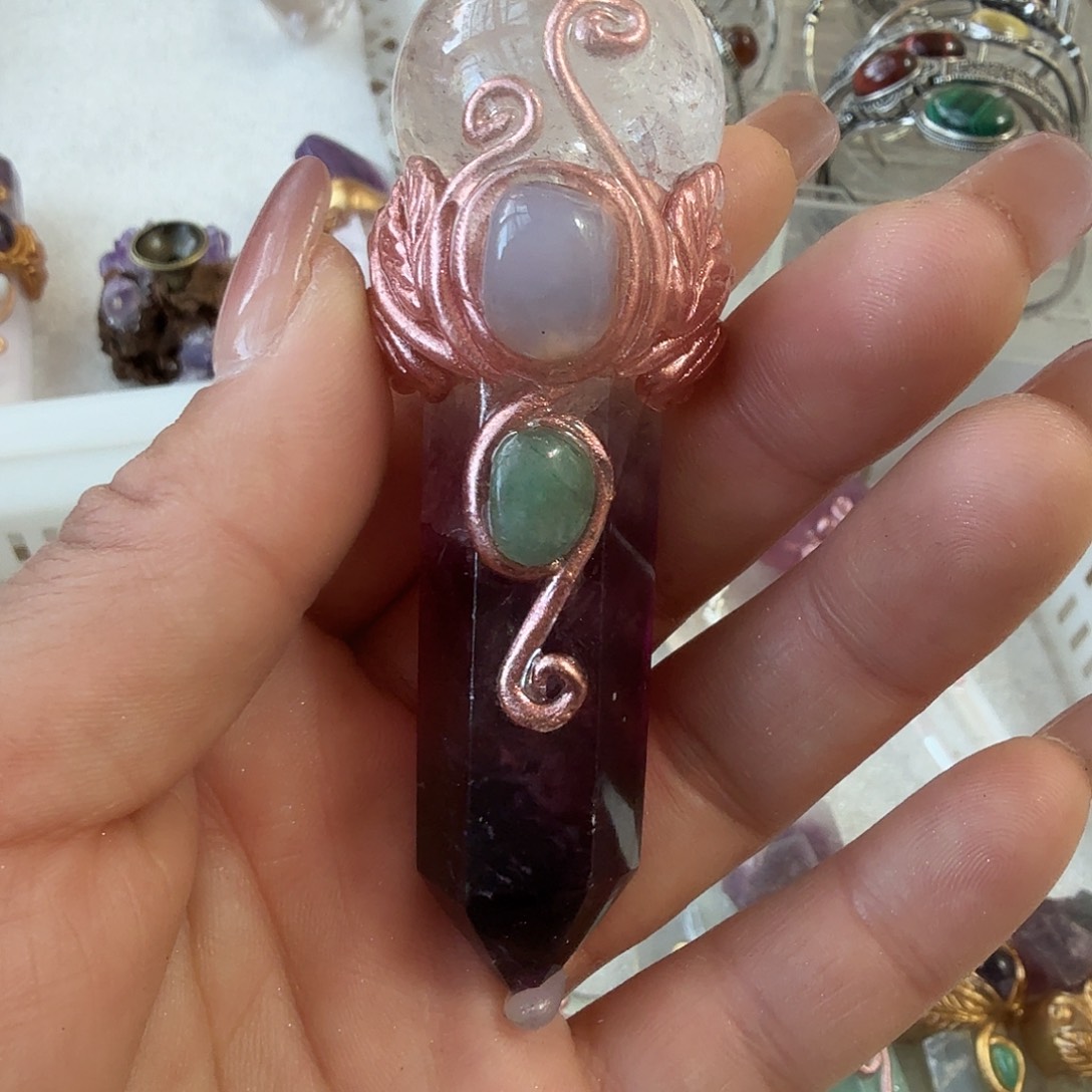 水晶手链22K金镶嵌白水