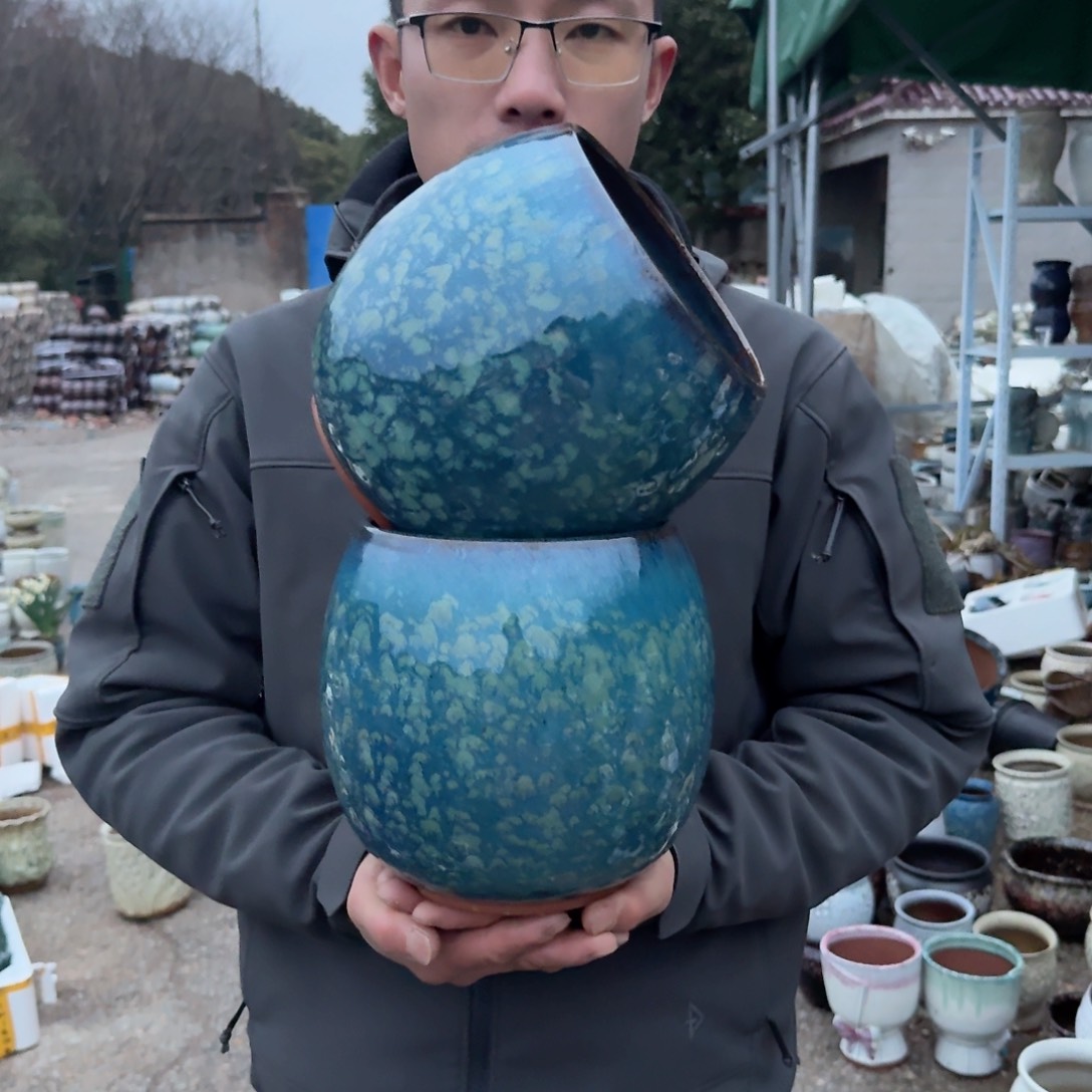 紫砂花盆口16高20（两个蛋壳外贸定制