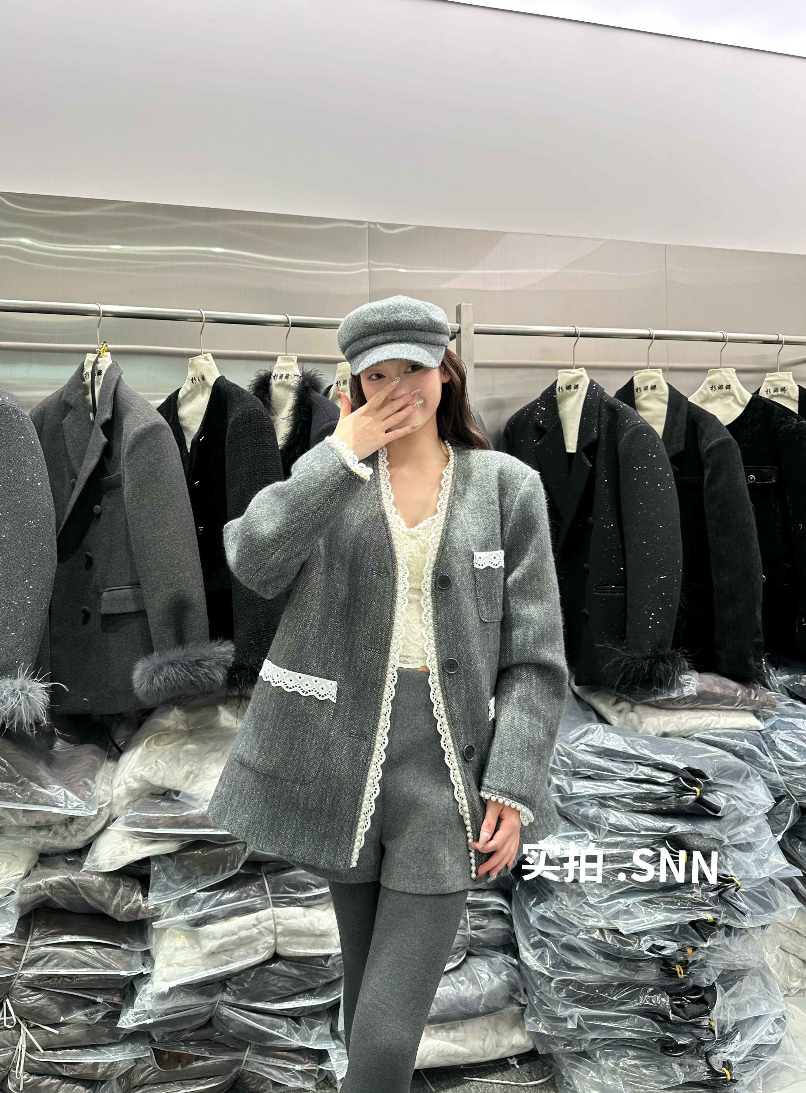 《GZZY》潮牌小众设计年货款氛围感珍珠工艺外套#98879