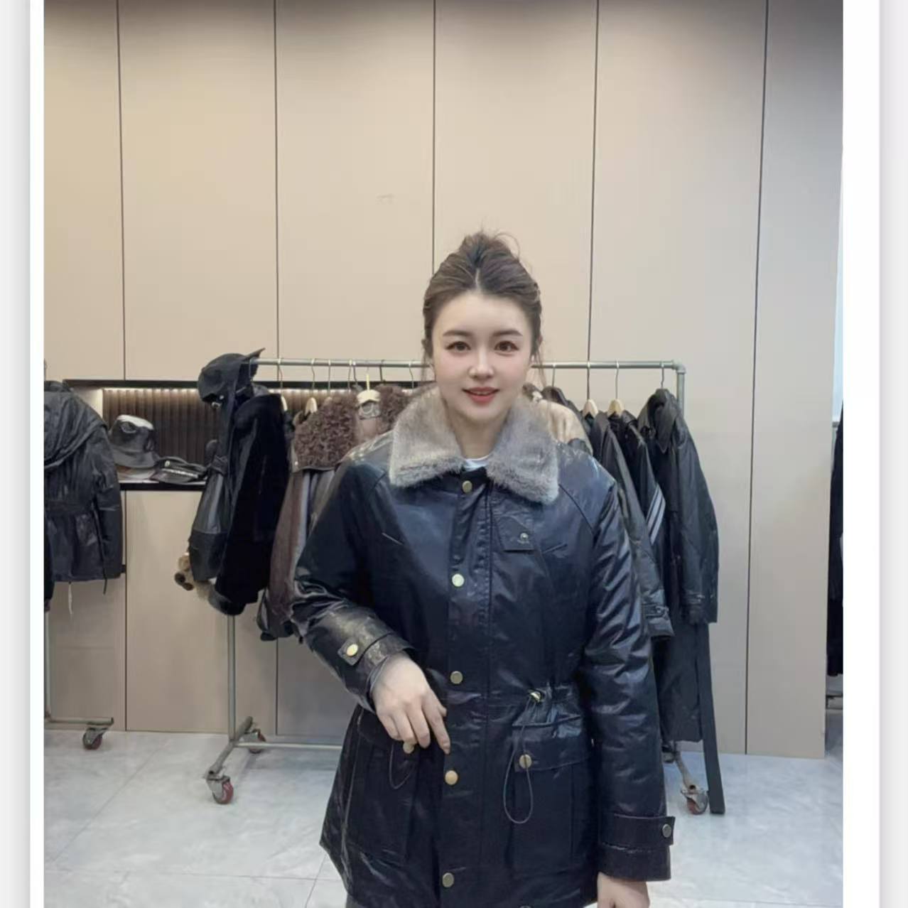 【 訢嶼甄选】25927新款时尚百搭貂领皮衣