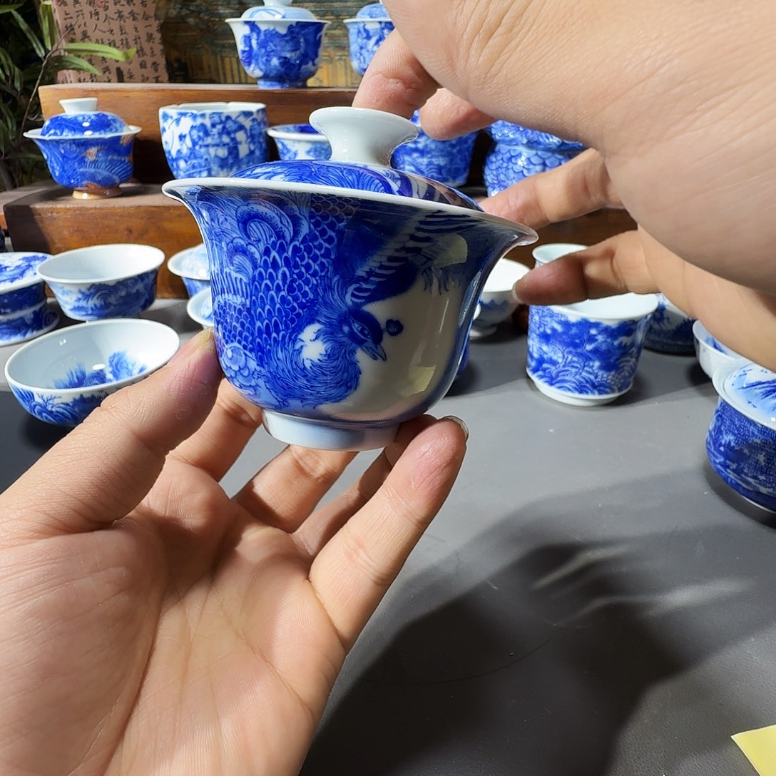 时***。泥塑盖碗手工手绘微不合缝