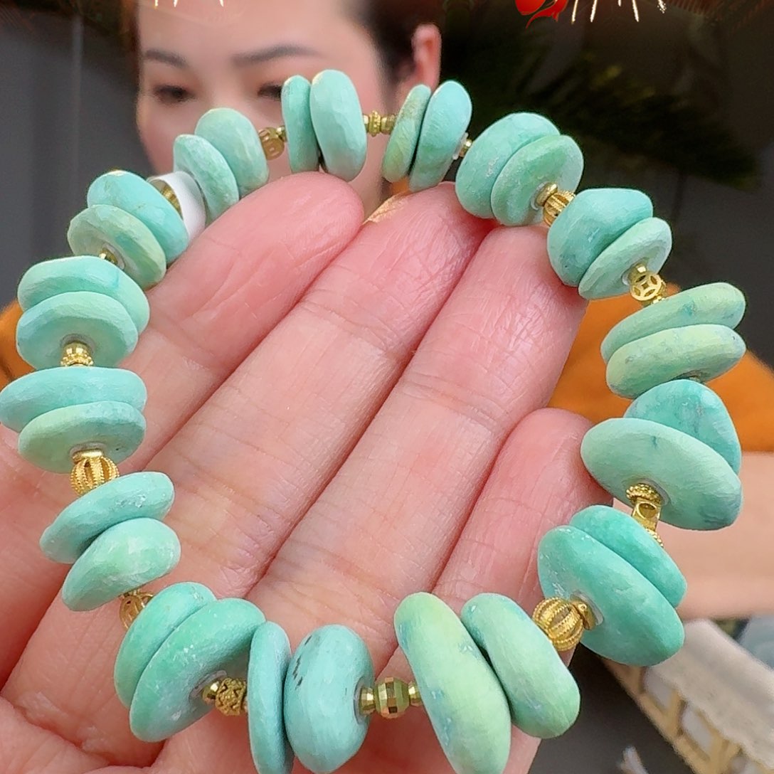 绿松石珠宝奇石18K金镶嵌