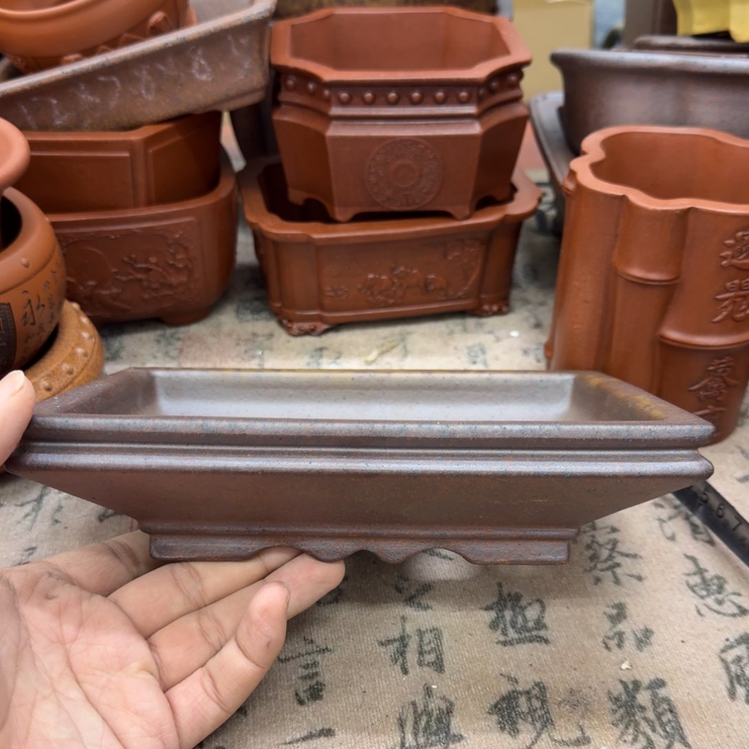紫砂花盆宜兴紫砂正品19x13.5x3.5