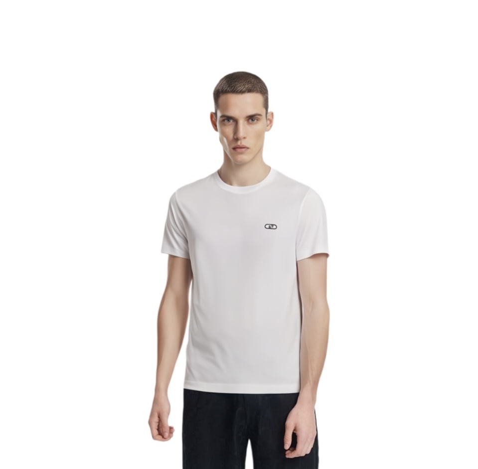 FF刺绣 液氨水柔棉超柔圆领男士T恤