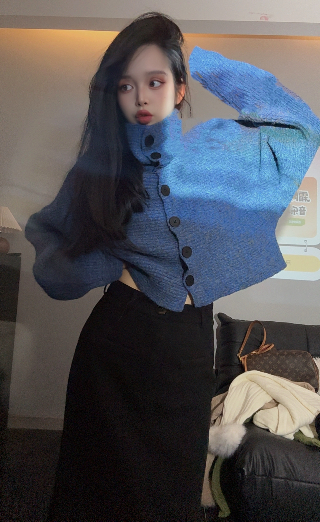 婷姐定制短款针织慵懒风女毛衣原宿风复古港风长袖