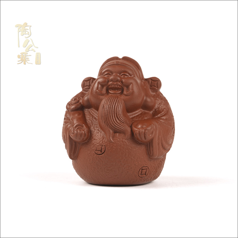 陶公粟原矿小煤窑朱泥大红袍《财神》精美可爱创意茶宠紫砂手工