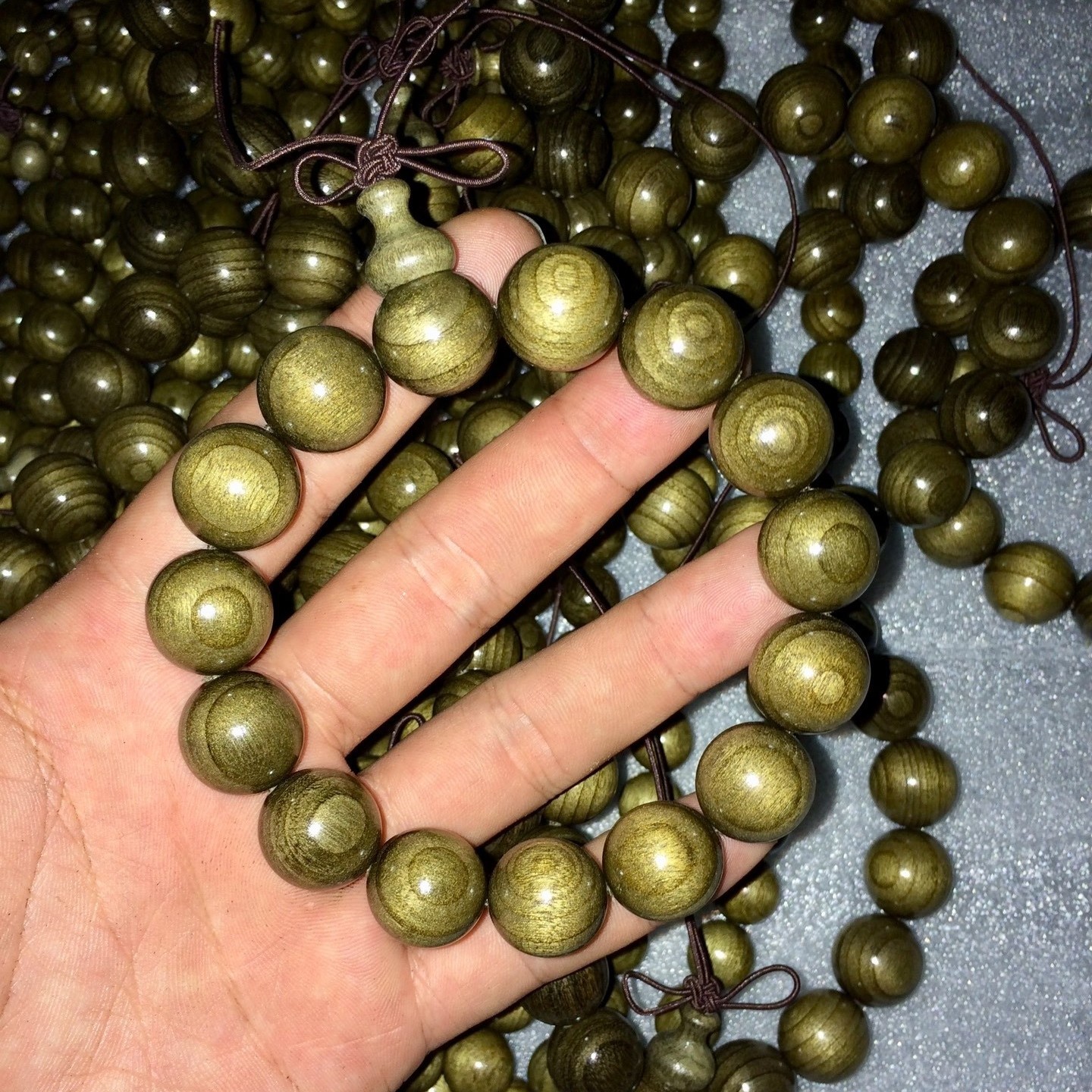 正宗保真金丝楠木手串男佛珠念珠手链1.5*15颗
