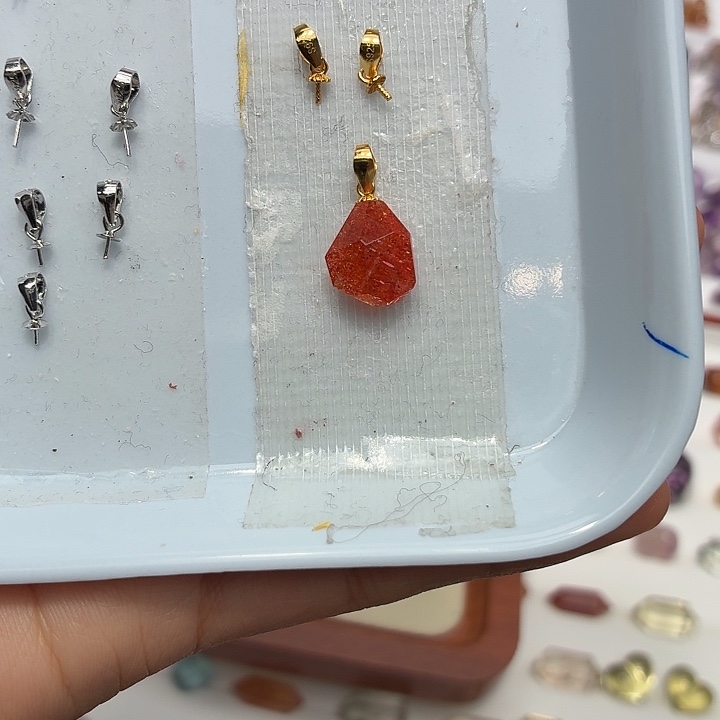 水晶珠宝半成品银S925镶嵌金太阳随型打孔定制不退换