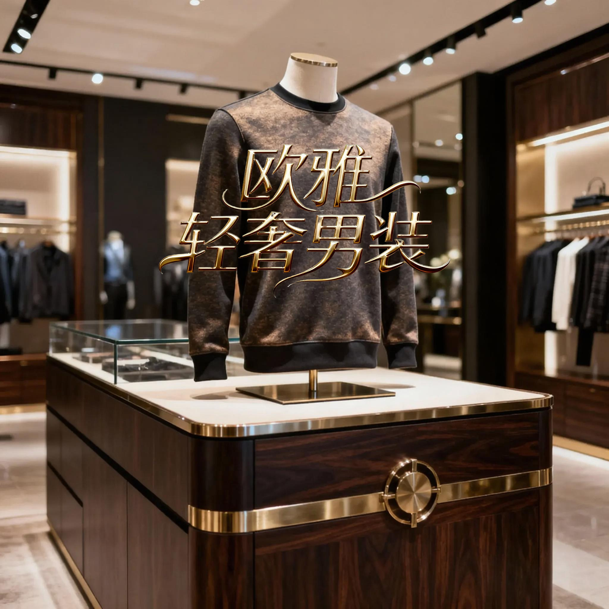 【19号链接-绵羊毛恭喜发财】时尚重磅宽松男款毛圆领毛衣-L017