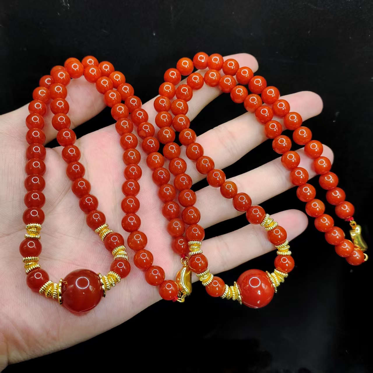 【李想精选】牛血红DIY公主链B1【多样性发其一】约7-15mm