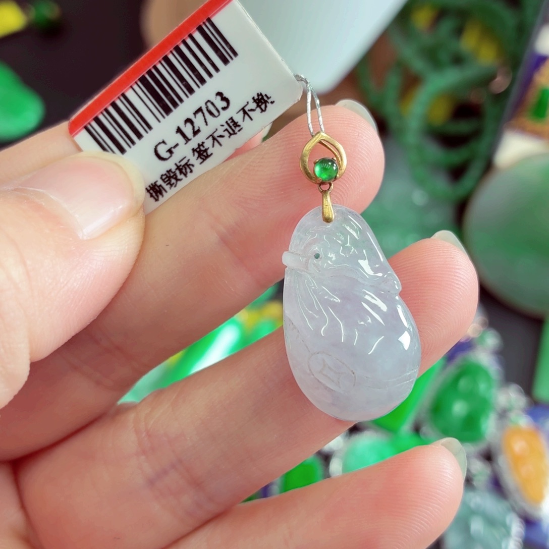 翡翠18K金镶嵌吊坠(不含链)