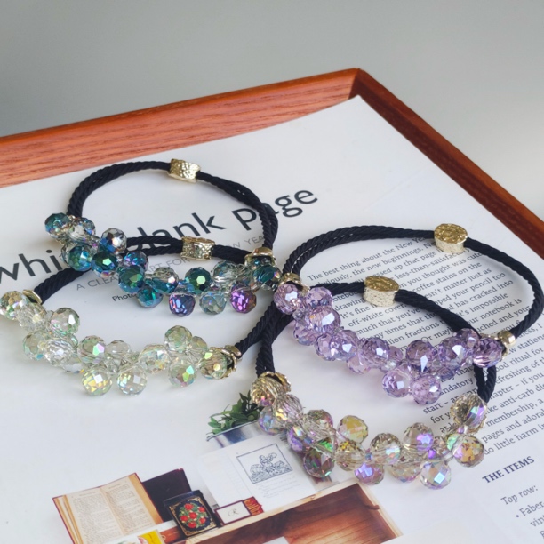 凝露系列仿水晶韩版手工气质潮流轻奢皮筋发饰头饰紫色弹力彩色