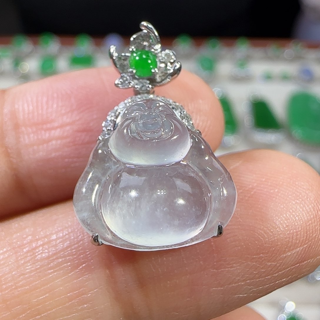 翡翠吊坠(不含链)18K金镶嵌