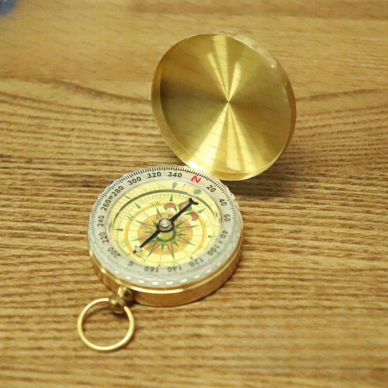 纯铜指北针G50怀表翻盖指南针户外登山多功能带盖夜光指南针批发