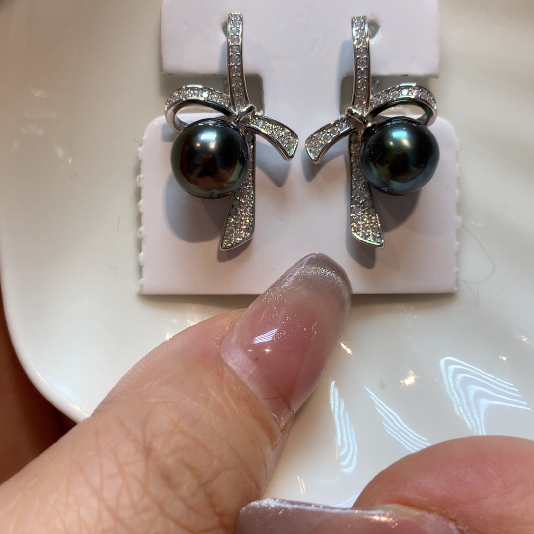 海水珍珠耳饰银S925镶嵌