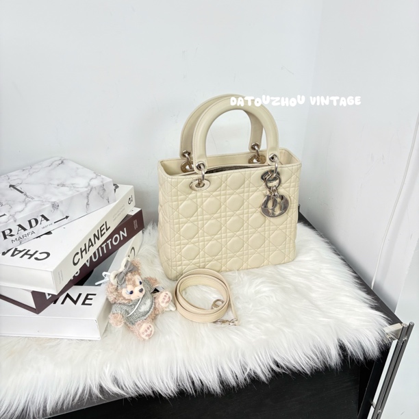 95新 DIOR/迪奥 白银五格戴妃手提斜挎包ys