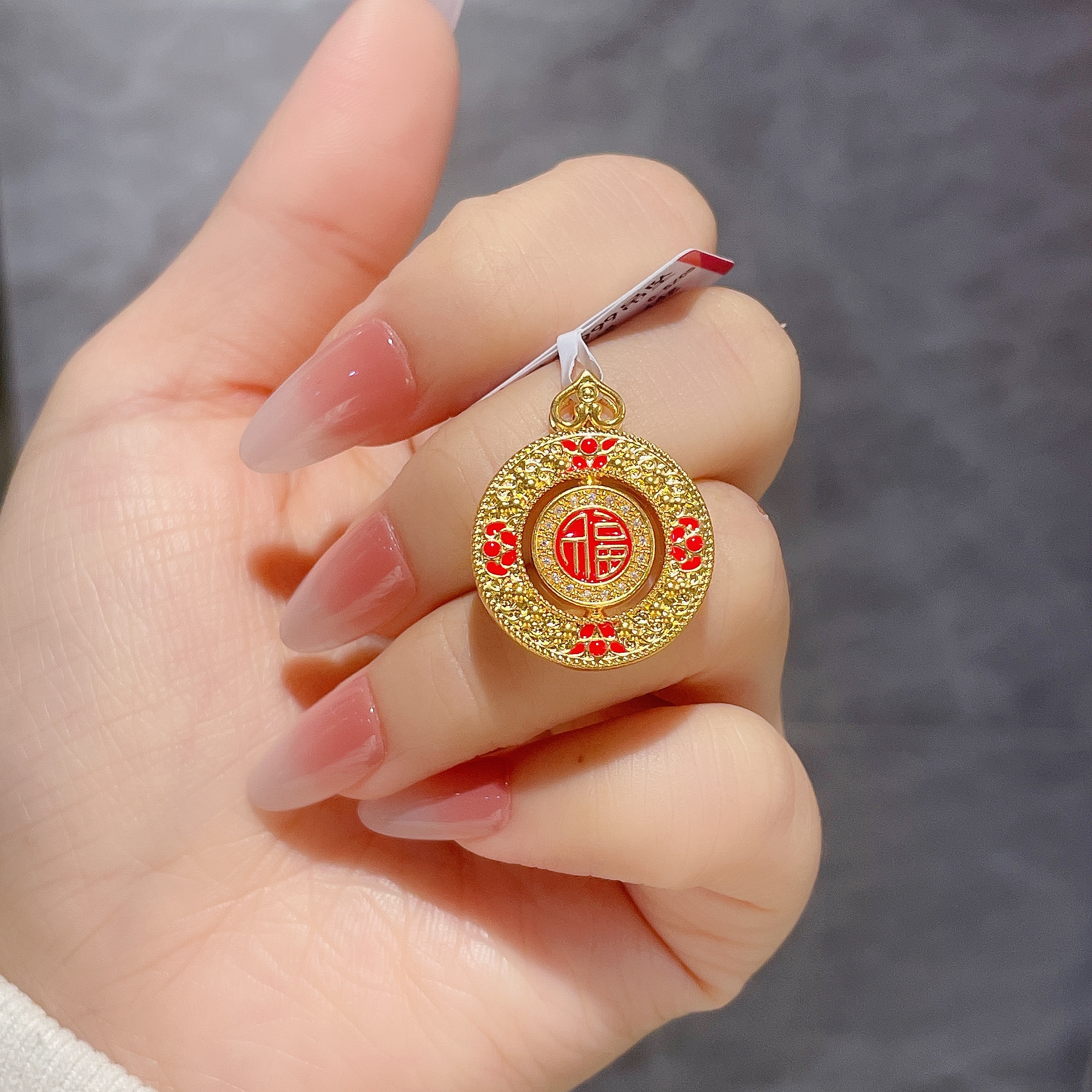 足金999 黄金首饰 5D镶嵌莫桑编号104款吊坠【赠绳子】