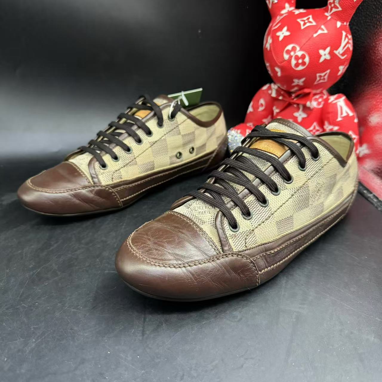 95新 LouisVuitton/路易威登 【AO特惠】41欧码棋盘格平底鞋ao426