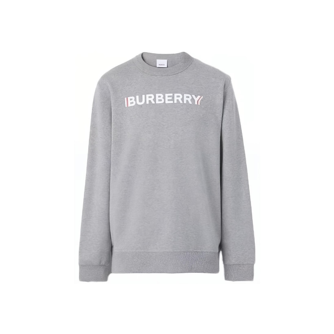 全新未使用 BURBERRY/博柏利 字母Logo印花重影休闲圆领卫衣 灰色