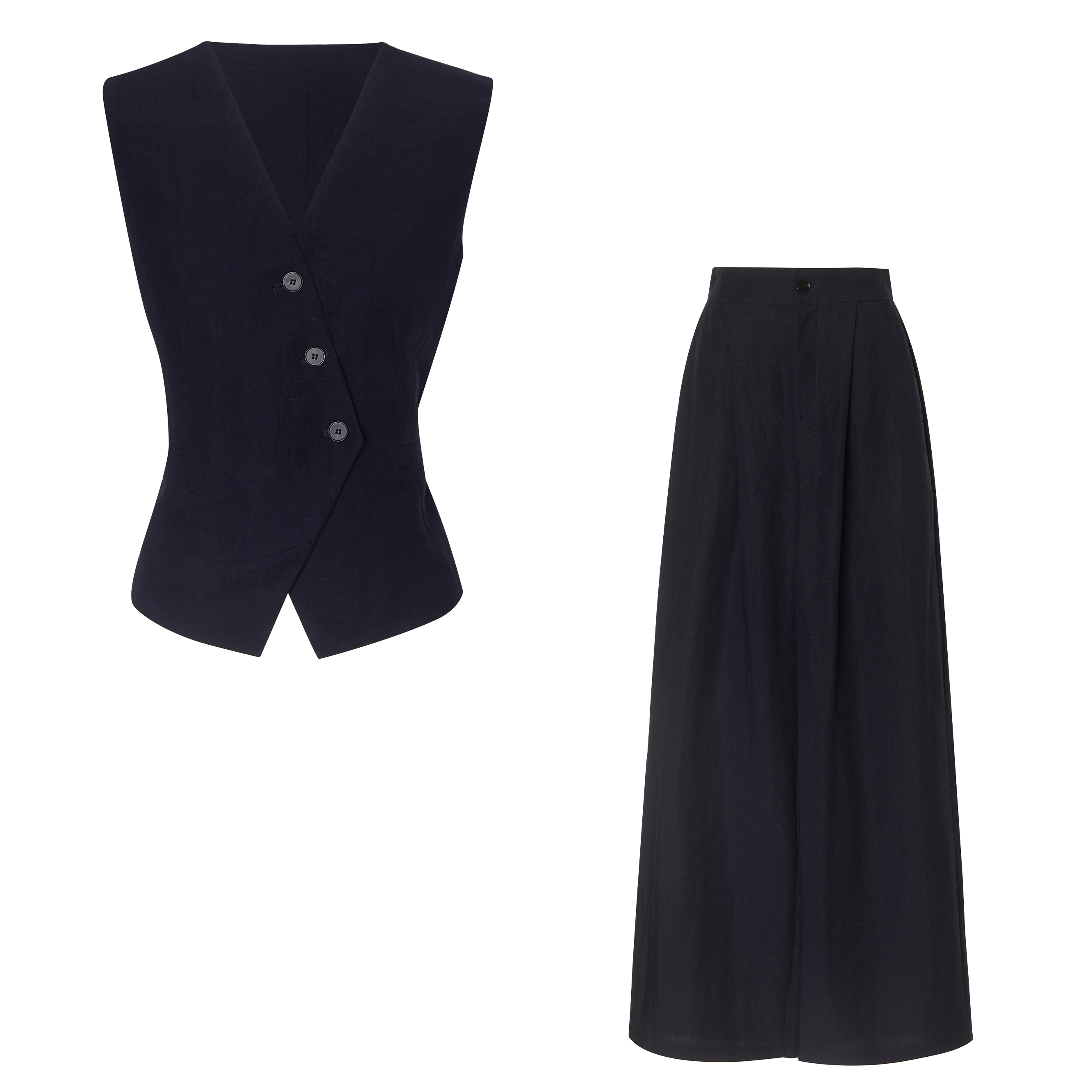 【89252】2025新款时尚法式V领气质套装春夏季马甲背心休闲风两件套