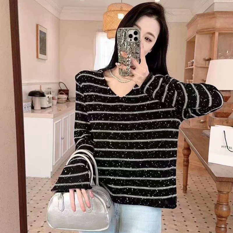 深圳南油白桃美美 早春减龄洋气上衣时尚显瘦针织衫气质百搭A1151