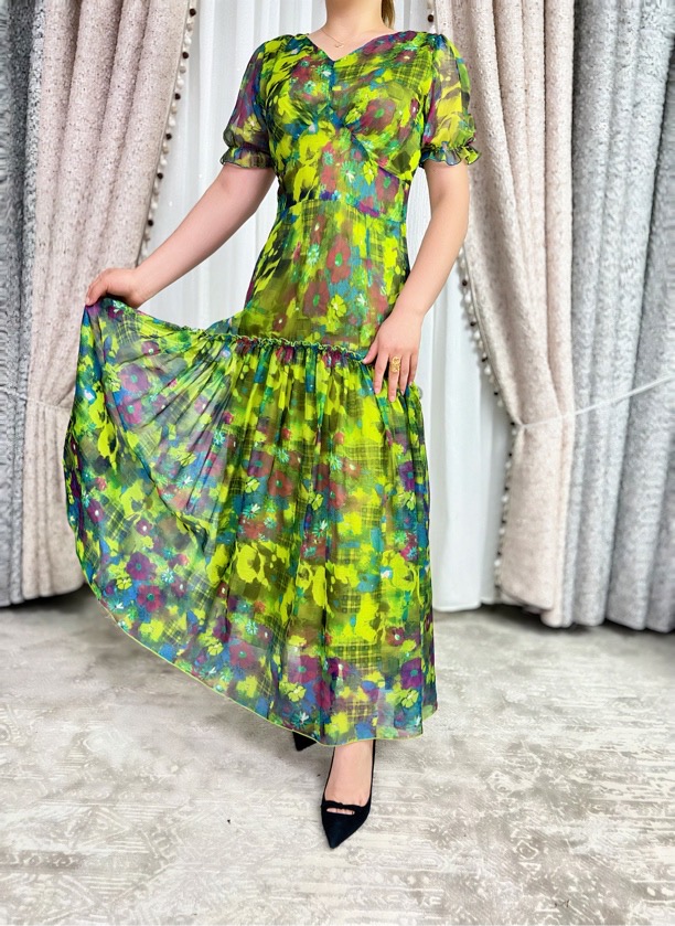 【2534款】法式度假风V领短袖收腰爆款夏季连衣裙