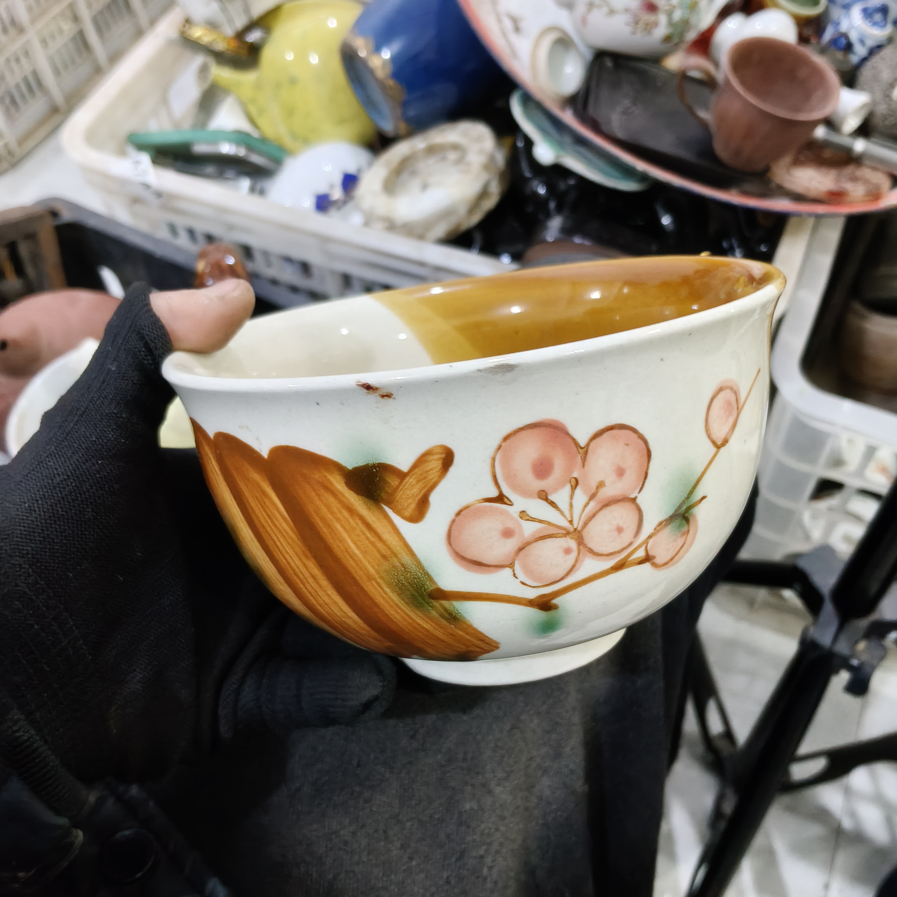 早期旧藏纯铜景泰蓝纯手工掐丝珐琅手炉摆件高9.5肚径9cm重543g