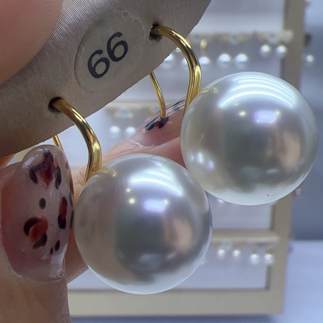 淡水珍珠耳饰18K金镶嵌