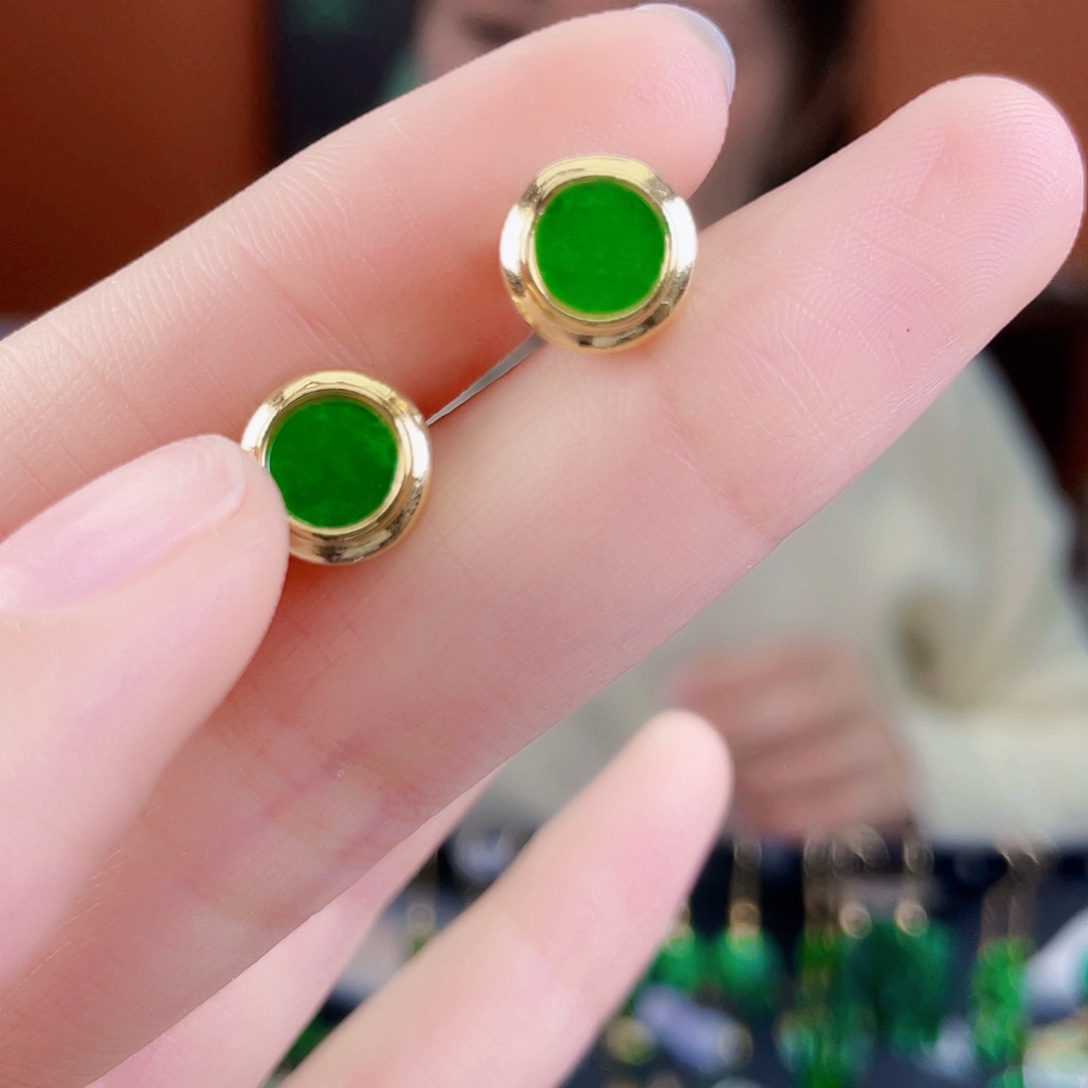 翡翠银S925镶嵌耳饰