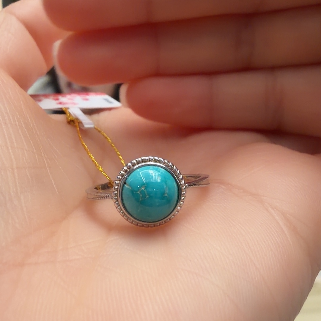 绿松石银S925镶嵌戒指