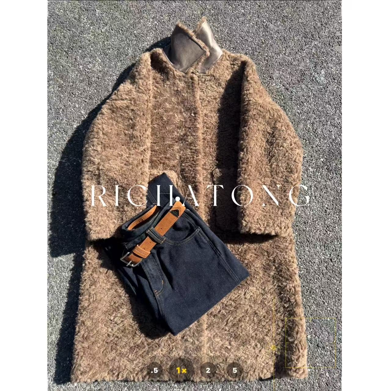 RICH ATONG.【可棕小熊】100%wool颗粒感长款极简款羊毛外套1118-26
