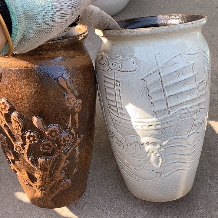 紫砂花盆口15高26瑕疵