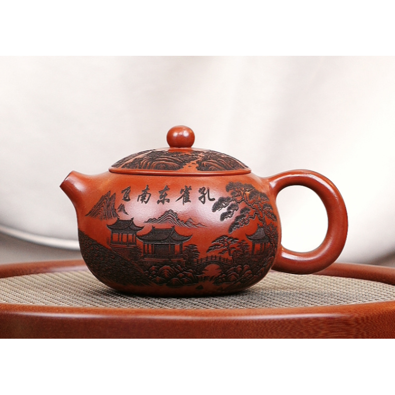 宜兴紫砂 西施壶孔雀东南飞 大红袍 柳用江 330cc