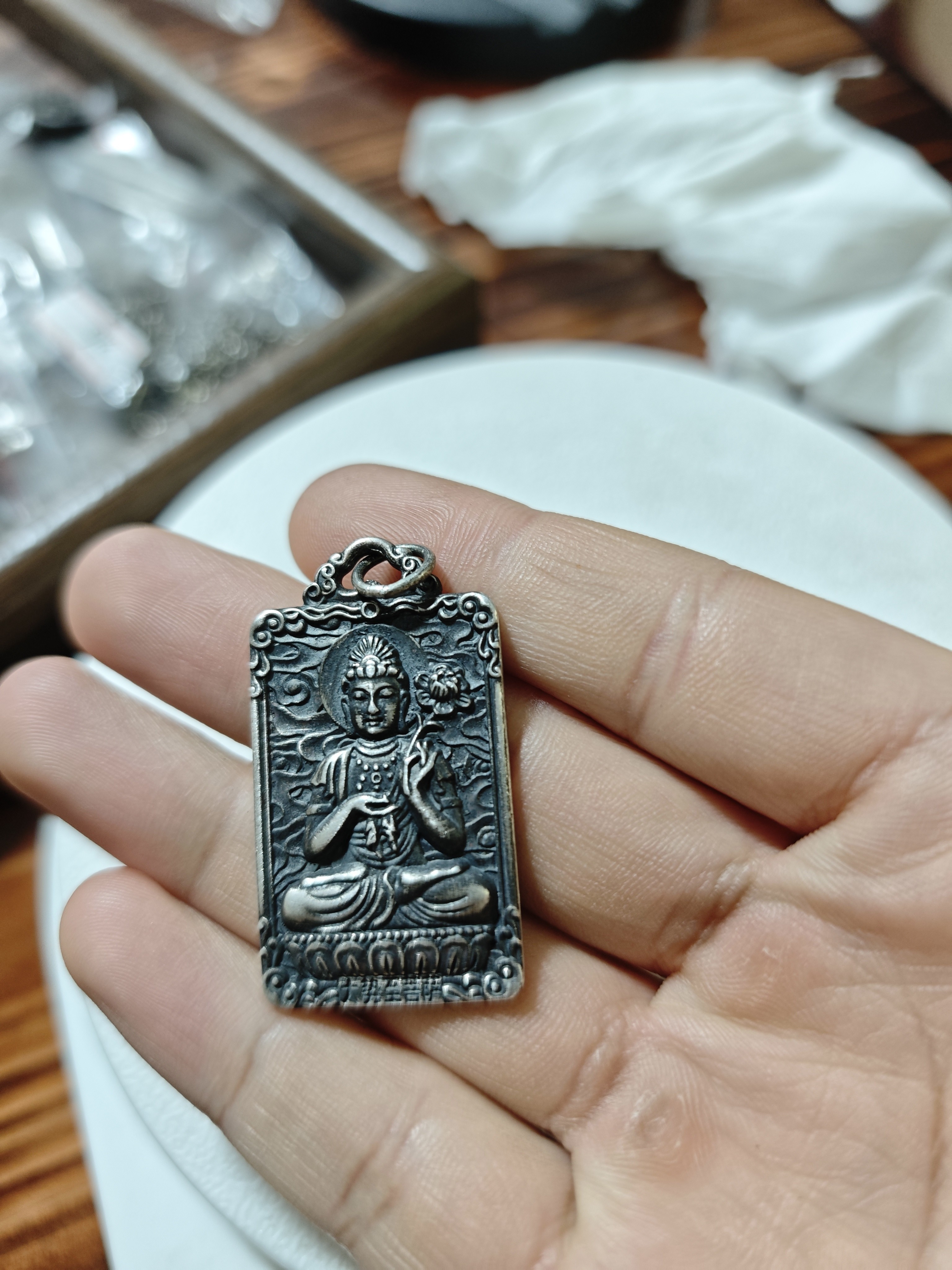 足银银制品 佛牌手工足银 老银