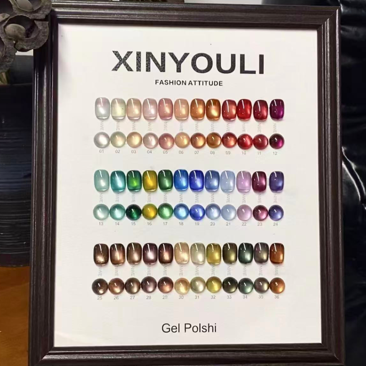 美博会新品福利-伈柚里36色玻璃珠猫眼胶一色一备套装美甲店可用