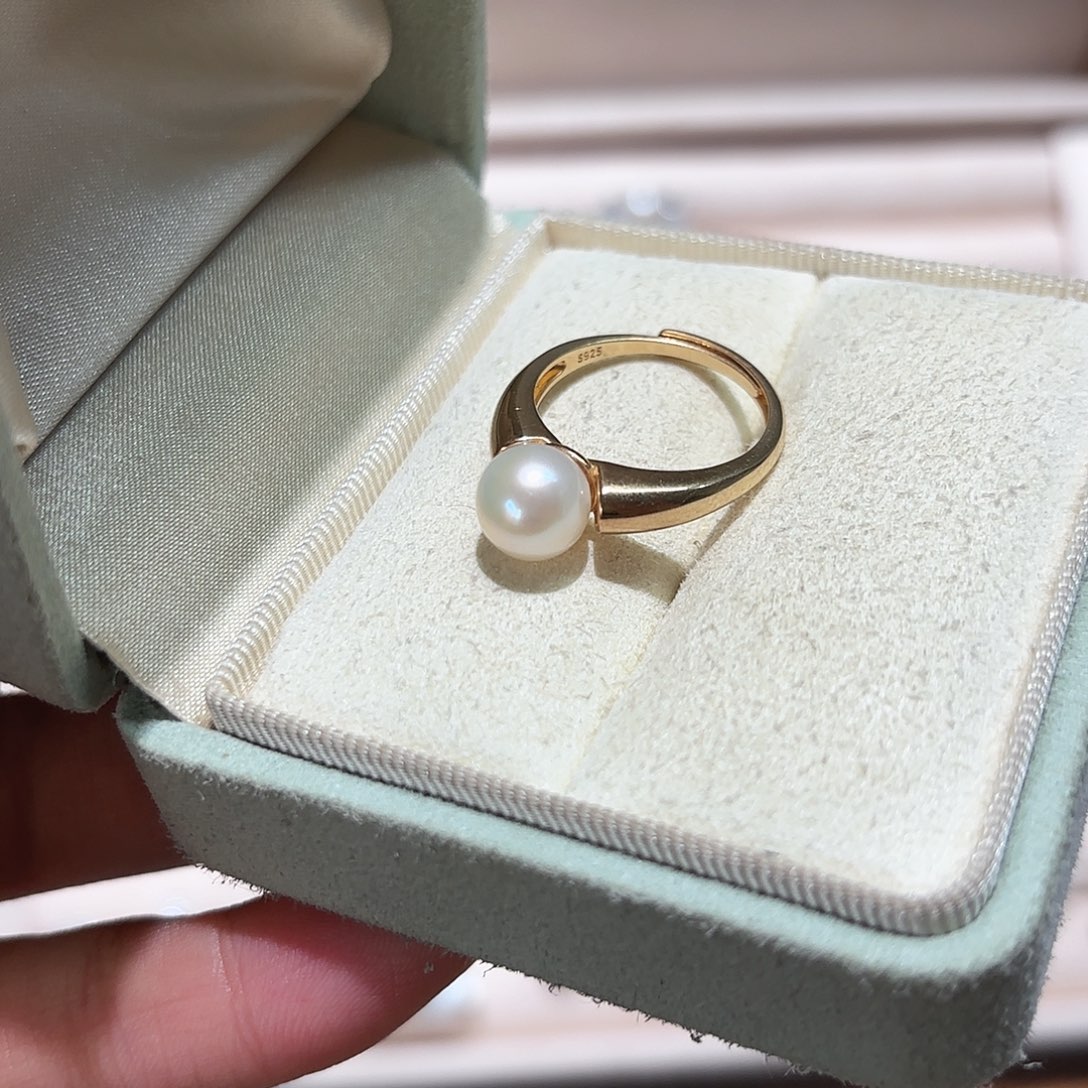 淡水珍珠戒指银S925镶嵌