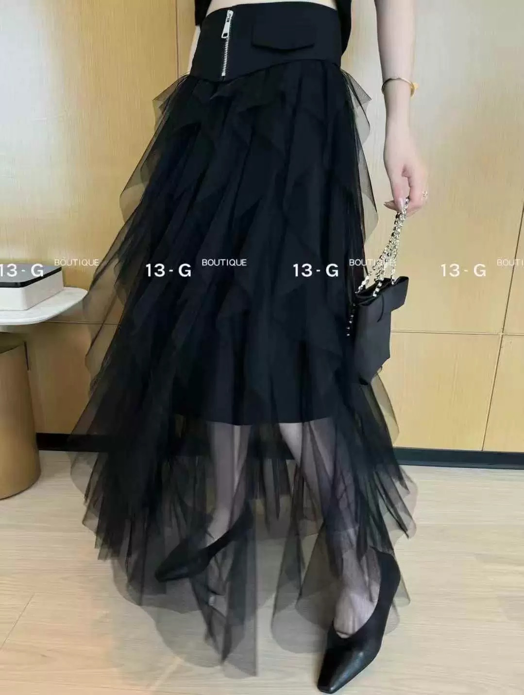 “O M /.up 25年 欧货显瘦拉链高腰莎莎百搭莎莎半裙