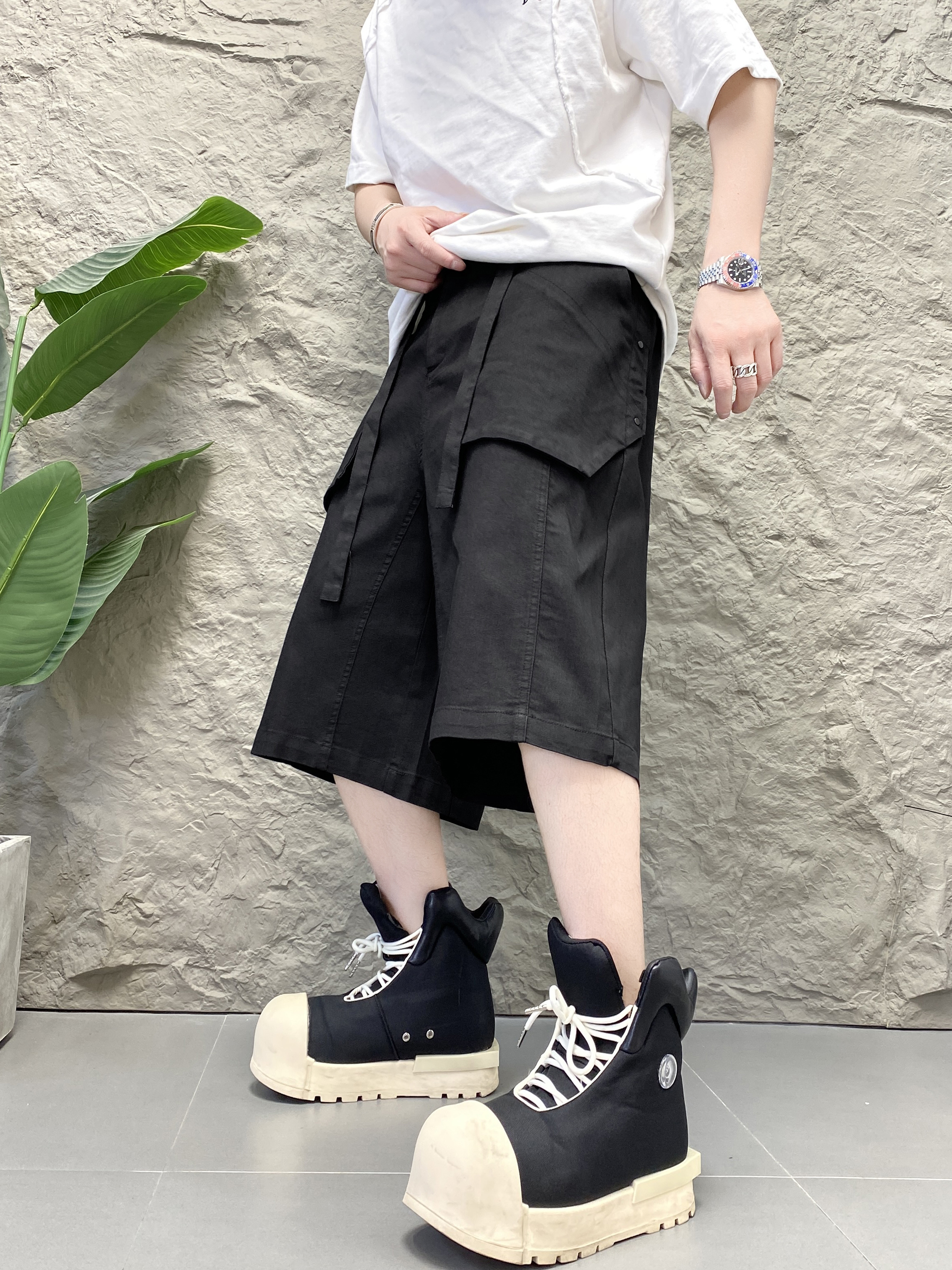 【唠叨哥】夏季新款日系风休闲年轻工装直筒多口袋七分短裤66026