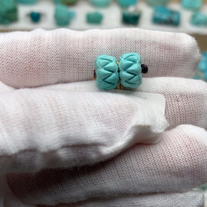 绿松石未镶嵌珠宝奇石高瓷绿吞噬珠10mm
