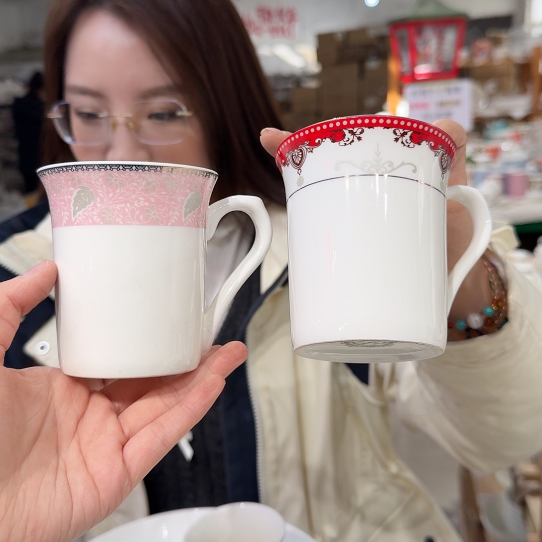 瓷骨瓷马克杯300ml2个外贸尾单