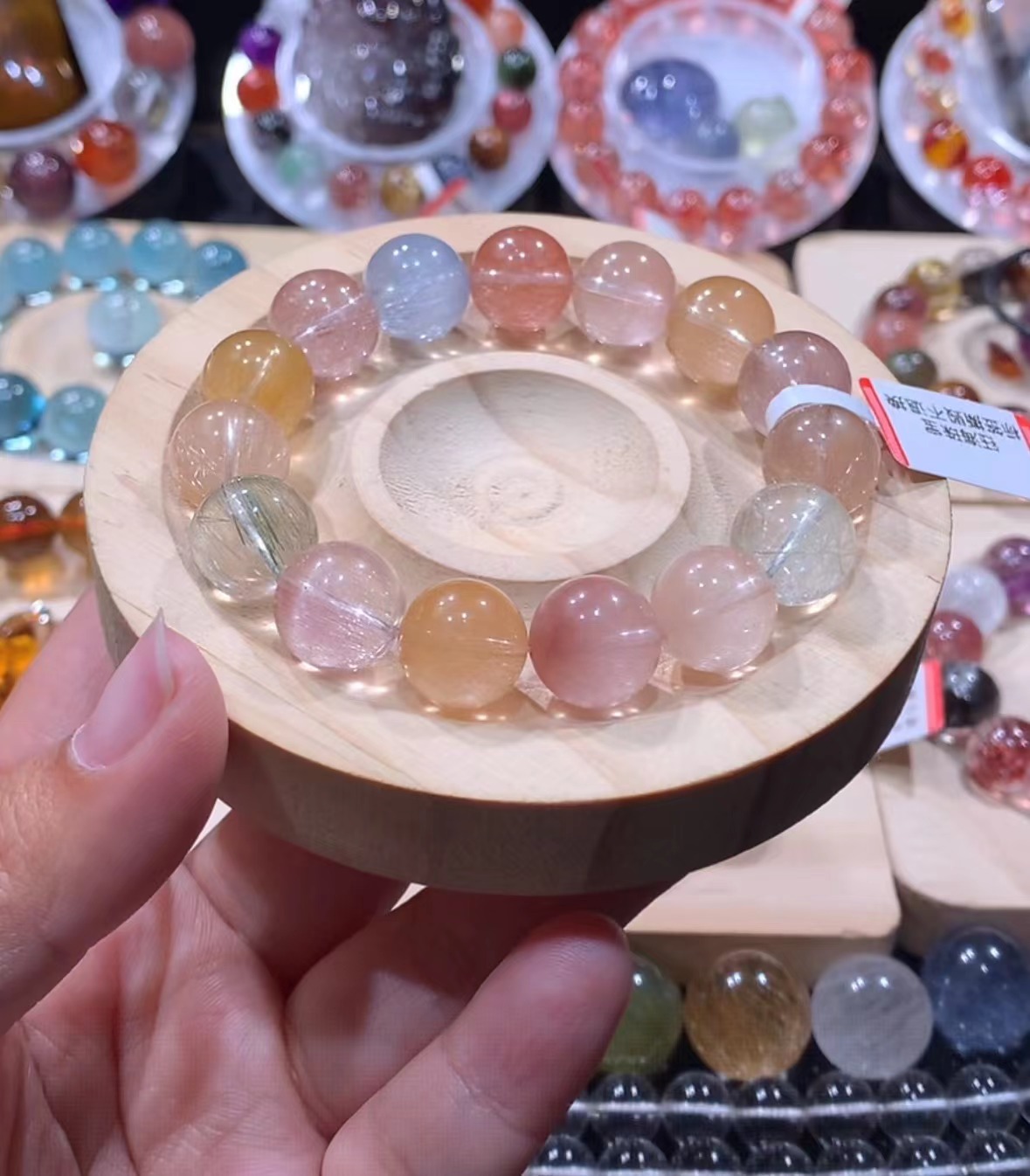 天然水晶手链彩兔毛手链13mm（091958）