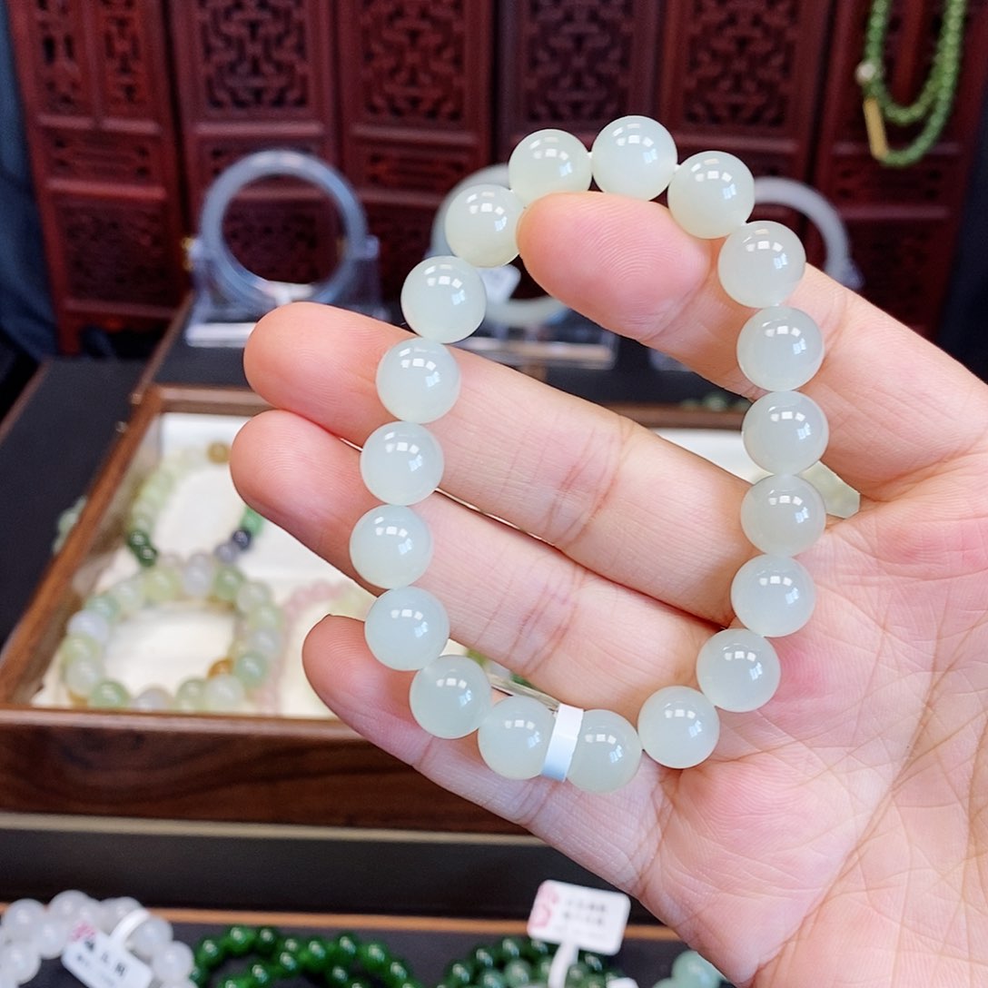 和田玉手串未镶嵌白玉10